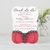 Cute Trendy Red & Black Corset Lingerie Invitation Kaart (Staand voorkant)
