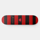 Cute Trendy Red Black Stripes Heart Persoonlijk Persoonlijk Skateboard (Horizontaal)