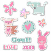 Cute & Trendy Retro Animal Floral Sticker (Voorkant)