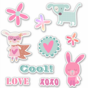 Cute & Trendy Retro Animal Floral Sticker