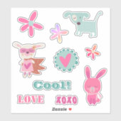Cute & Trendy Retro Animal Floral Sticker (Vel)