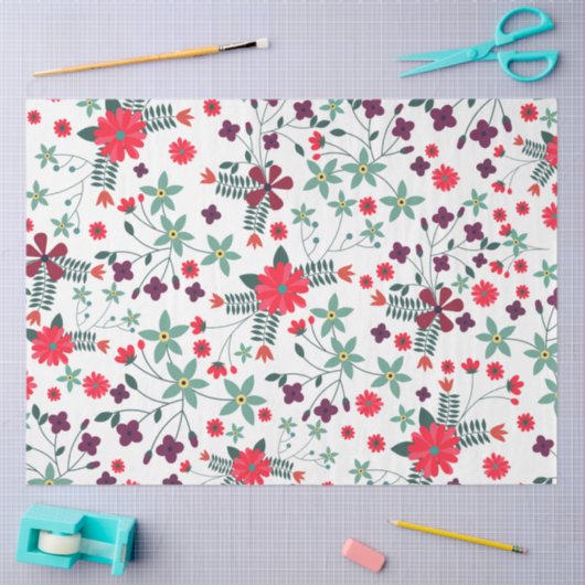 Cute trendy romantic floral Patroon Tissuepapier (Craft)