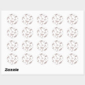 Cute trendy roze lintbogen met zwarte contouren  ronde sticker (Vel)