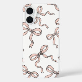 Cute trendy roze lintbogen omlijnd in zwart iPhone 16 hoesje