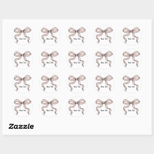 Cute trendy roze lintbogen omlijnd in zwart  ronde sticker (Vel)
