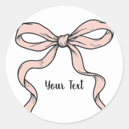 Cute trendy roze lintbogen omlijnd in zwart ronde sticker