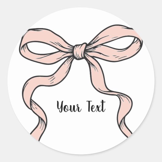 Cute trendy roze lintbogen omlijnd met zwart ronde sticker (Voorkant)