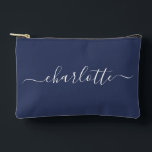 Cute Trendy Script Name Personalized Navy Blue Etui<br><div class="desc">Schattigee Trendy Script Naam Gepersonaliseerde Accessoire Pouch in Navy Blue</div>