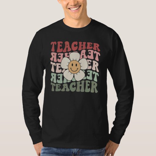 Cute Trendy Teacher Flower Retro Teacher T-shirt (Voorkant)
