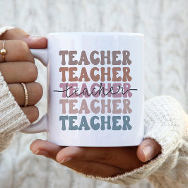 Cute Trendy Teacher Pastel gestapeld Tweekleurige Koffiemok