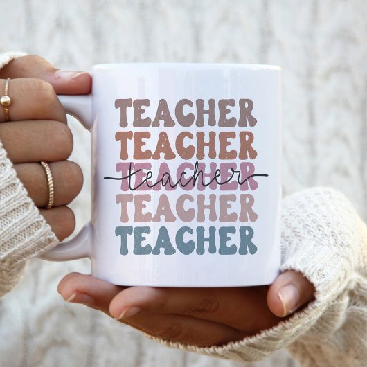 Cute Trendy Teacher Pastel gestapeld Tweekleurige Koffiemok