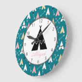 Cute Trendy Teepees and Arrows Script Name Grote Klok (Hoek)