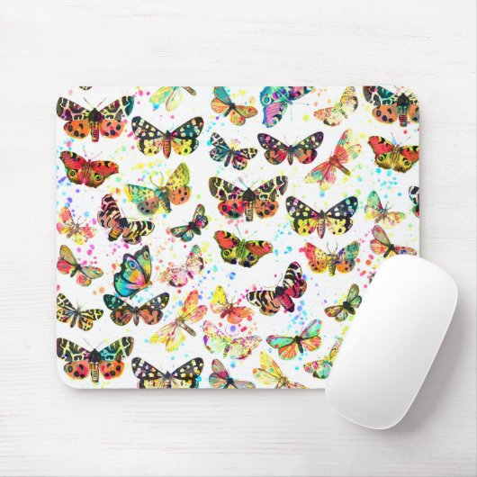Cute Trendy Watercolor Butterflies Muismat (Met muis)