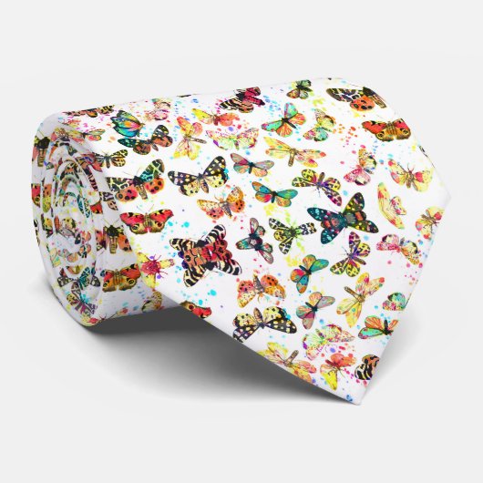 Cute trendy waterverf vlinders stropdas (Opgerold)