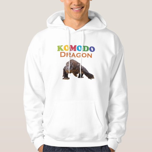 Cute Trendy White Komodo Dragon Mannen Hoodie (Voorkant)