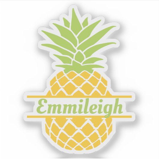 Cute Trendy Yellow Green Pineapple Sticker (Voorkant)