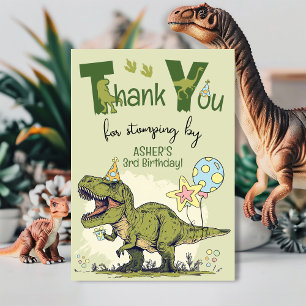 Cute TRex Dinosaur Drie-Rex 3e Verjaardagsfeestje Bedankkaart