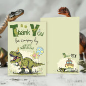 Cute TRex Dinosaur Three-Rex 3rd Birthday Party Bedankkaart