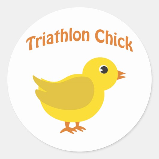 Cute Triathlon Chick Ronde Sticker (Voorkant)