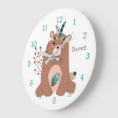 Cute Tribal Beer Personalized Nursery Clock Grote Klok (Hoek)