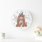 Cute Tribal Beer Personalized Nursery Clock Grote Klok (Huis)