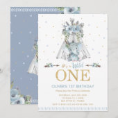 Cute Tribal Elephant Boy Wild One 1st Birthday Kaart (Voorkant / Achterkant)