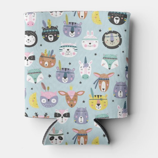 Cute Tribal Face Pattern Blikjeskoeler (Voorkant)