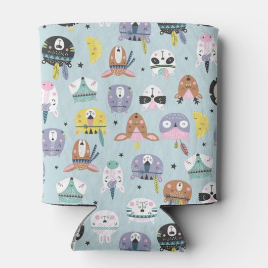 Cute Tribal Face Pattern Blikjeskoeler (Achterkant)