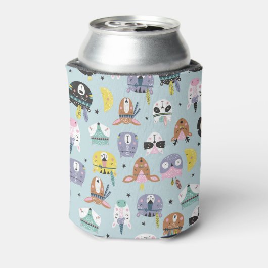 Cute Tribal Face Pattern Blikjeskoeler (Blikje Achterkant)