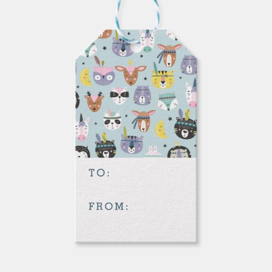 Cute Tribal Face Pattern Cadeaulabel (Voorkant)