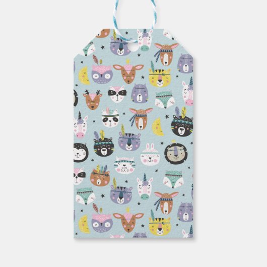 Cute Tribal Face Pattern Cadeaulabel (Achterkant)