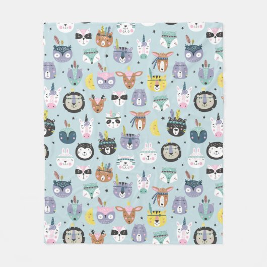 Cute Tribal Face Pattern Fleece Deken (Voorkant)