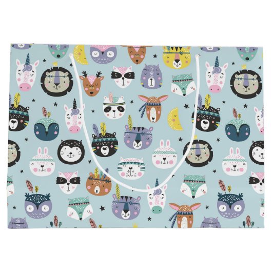 Cute Tribal Face Pattern Groot Cadeauzakje (Achterkant)