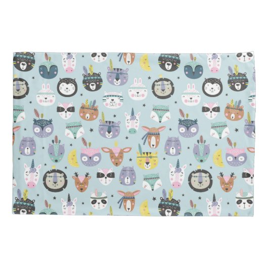 Cute Tribal Face Pattern Kussensloop (Achterkant-Links)