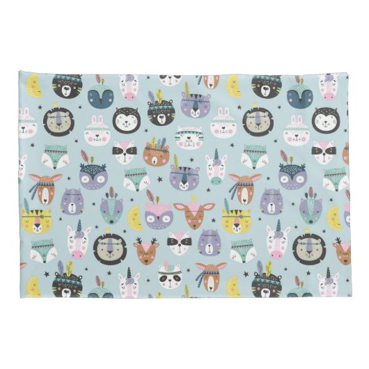 Cute Tribal Face Pattern Kussensloop (Achterkant-Rechts)