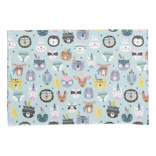 Cute Tribal Face Pattern Kussensloop (Voorkant-Rechts)