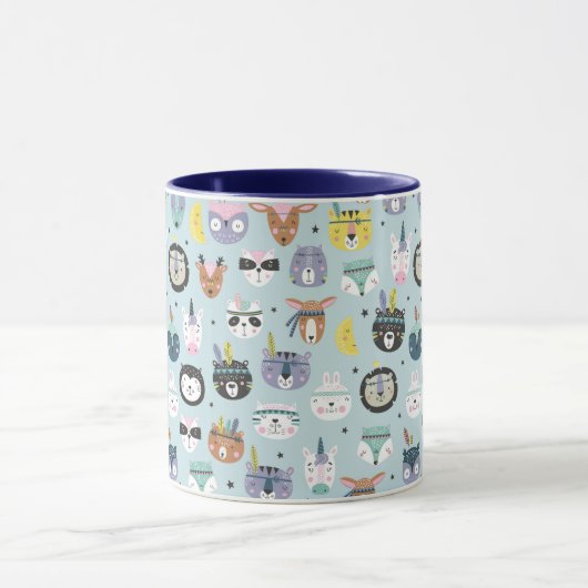 Cute Tribal Face Pattern Mok (Midden)