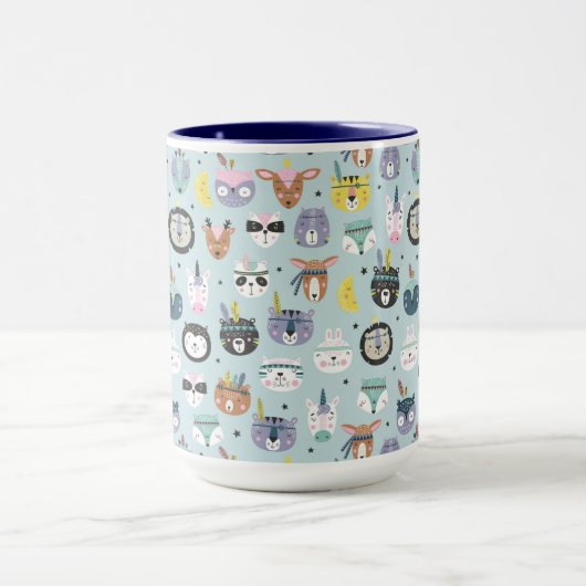 Cute Tribal Face Pattern Mok (Midden)