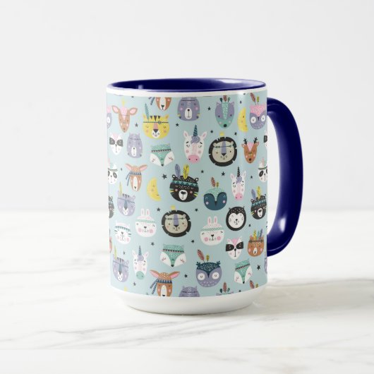 Cute Tribal Face Pattern Mok (Voorkant rechts)