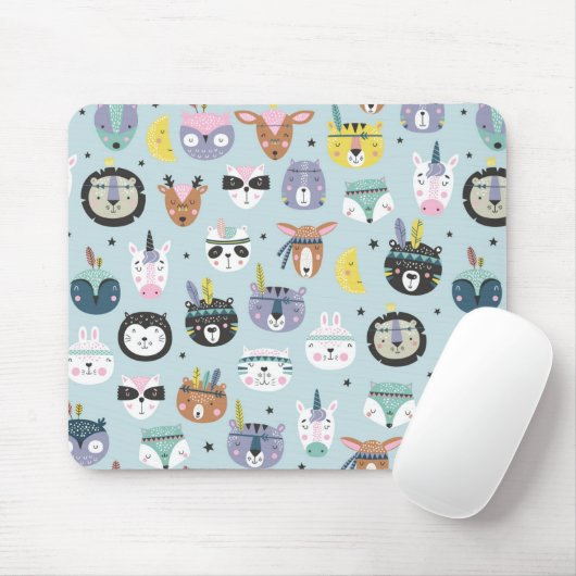 Cute Tribal Face Pattern Muismat (Met muis)