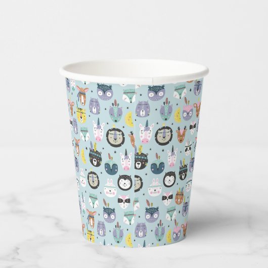 Cute Tribal Face Pattern Papieren Bekers (Rechts)