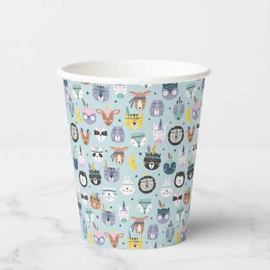 Cute Tribal Face Pattern Papieren Bekers (Voorkant)