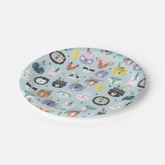 Cute Tribal Face Pattern Papieren Bordje (Gekanteld)