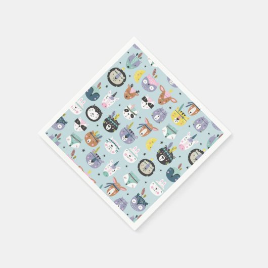 Cute Tribal Face Pattern Servet (Hoek)