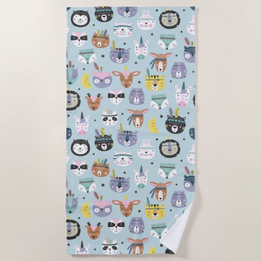 Cute Tribal Face Pattern Strandlaken (Voorkant)