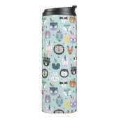 Cute Tribal Face Pattern Thermosbeker (Gedraaid links)