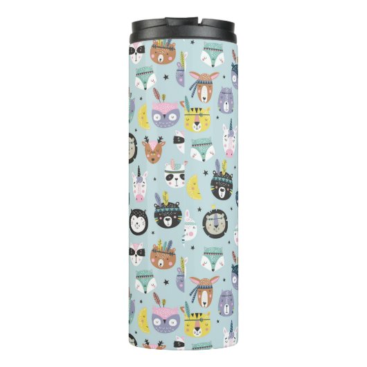 Cute Tribal Face Pattern Thermosbeker (Achterkant)