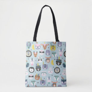 Cute Tribal Face Pattern Tote Bag