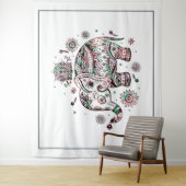 Cute tribal florale olifantenafbeelding wandkleed (In situ)