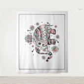 Cute tribal florale olifantenafbeelding wandkleed (Voorkant)